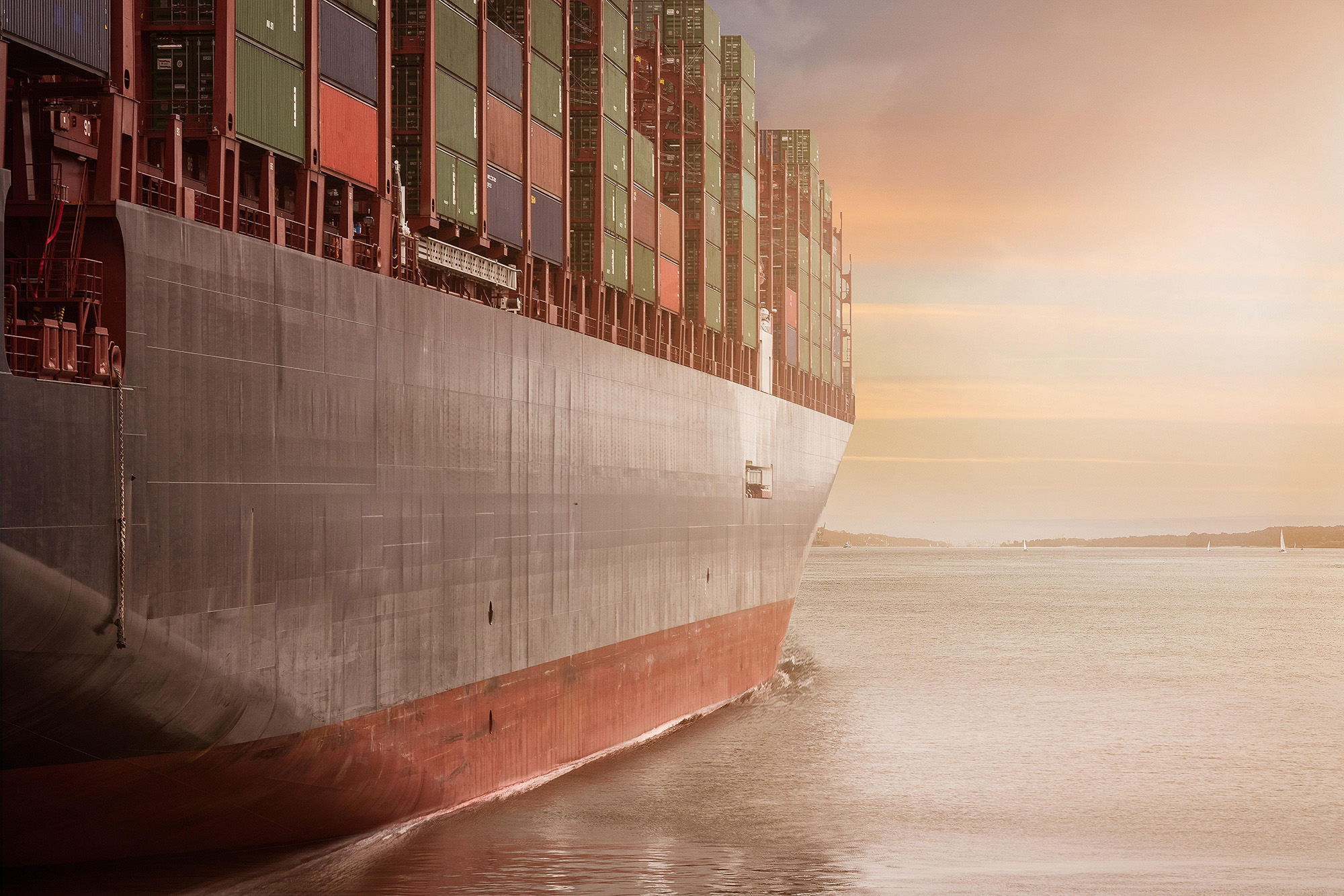 Container ship on the ocean